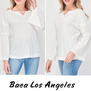 Baea White Flare Sleeve Top